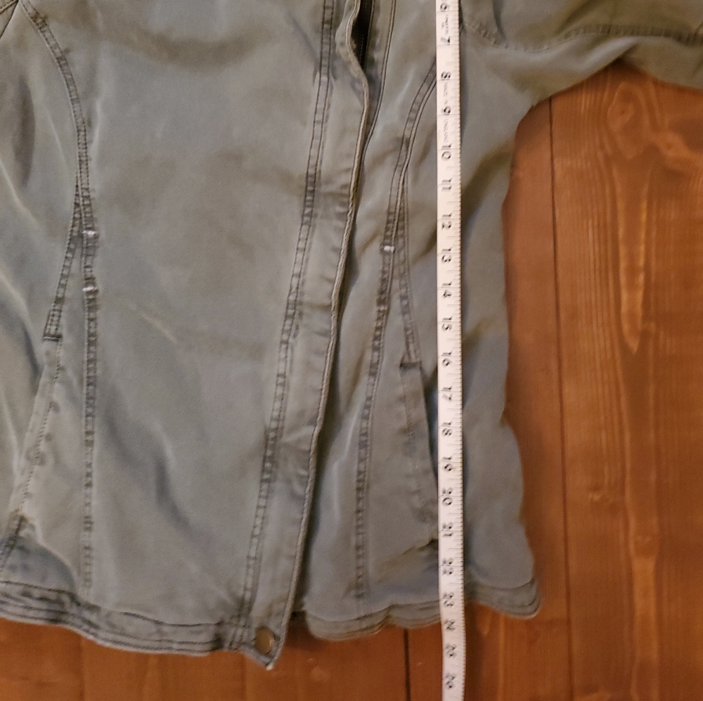 Anthropologie Green Fatigue Asymmetric Zip Button Lined Jacket w/ Pockets Small - Picture 8 of 15